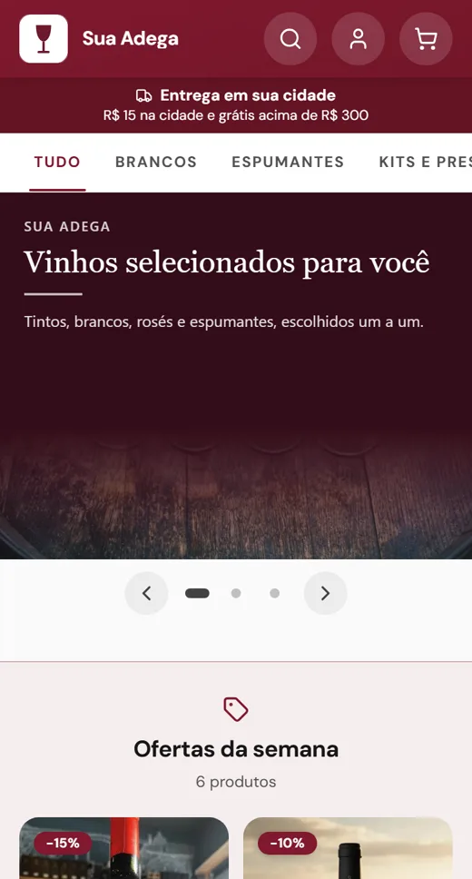 A mesma loja no celular do cliente